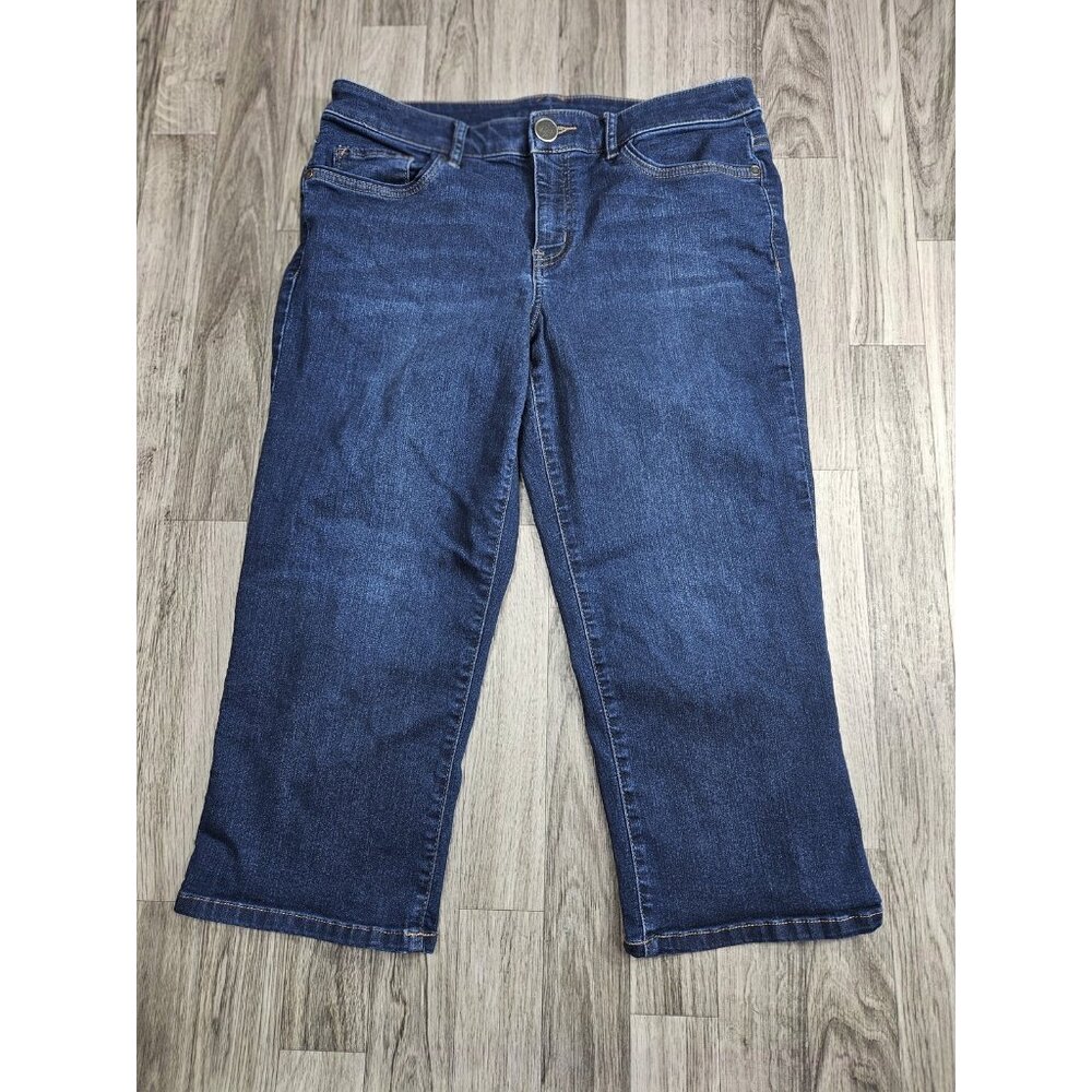 (3/$35) Christopher & Banks‎ Jeans Womens 8 Blue Wide Leg Stretch Denim Casual